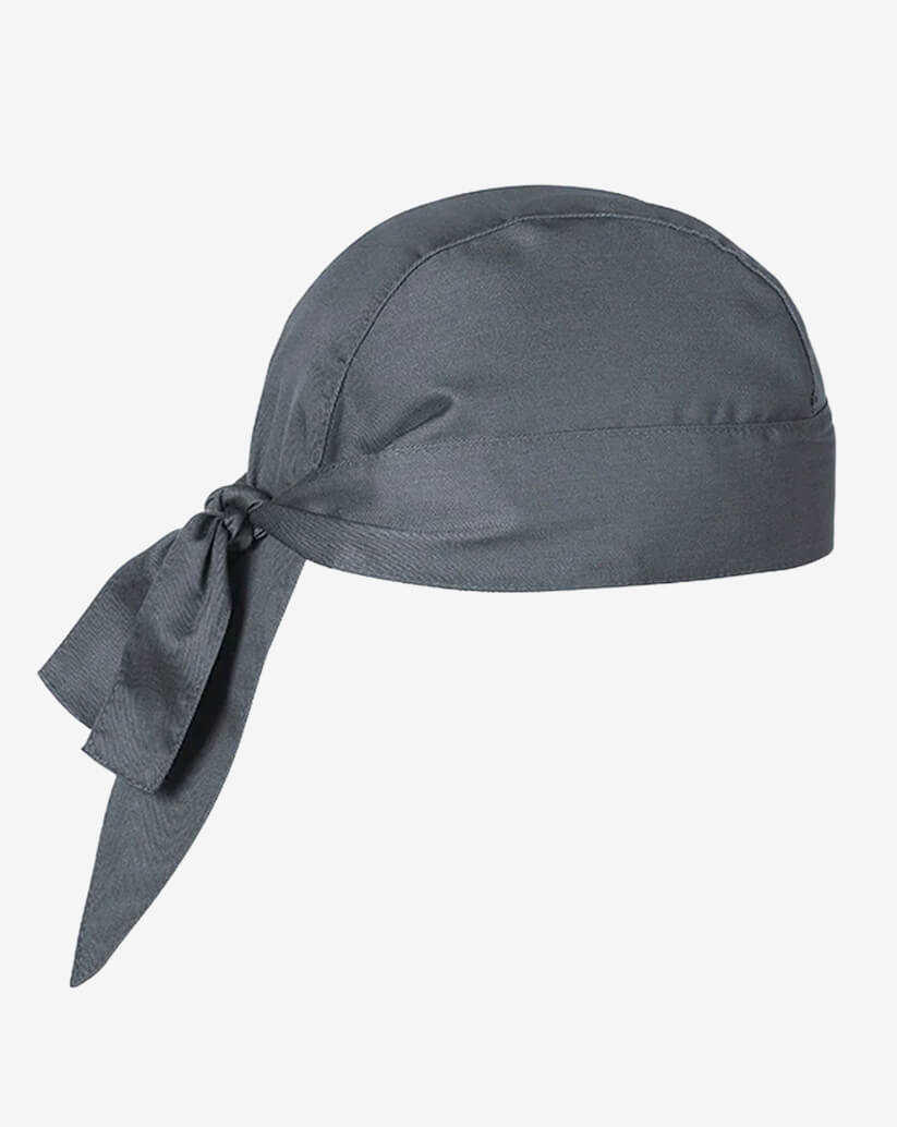 Bandana da cucina in cotone grigio scuro tinta unita e lacci posteriori regolabili.