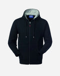 Felpa nera con cappuccio unisex con zip centrale 