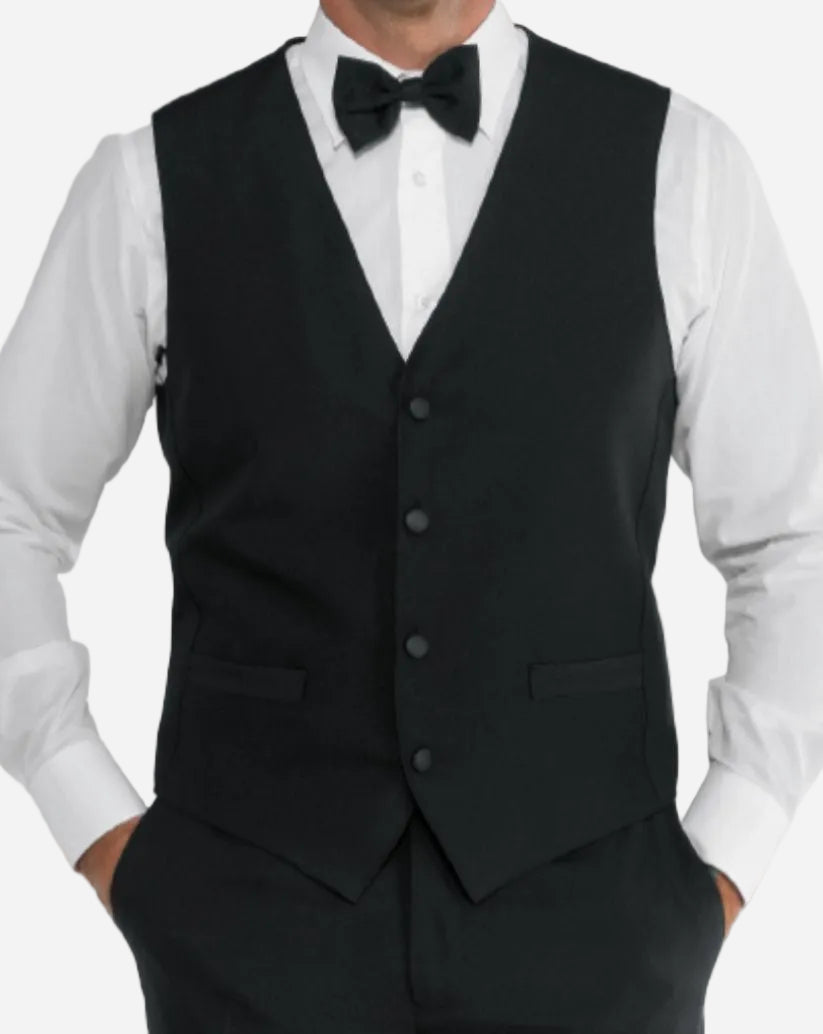 Gilet nero unisex con scollo a V e bottoni a gemello estraibili, tessuto no stiro&nbsp;