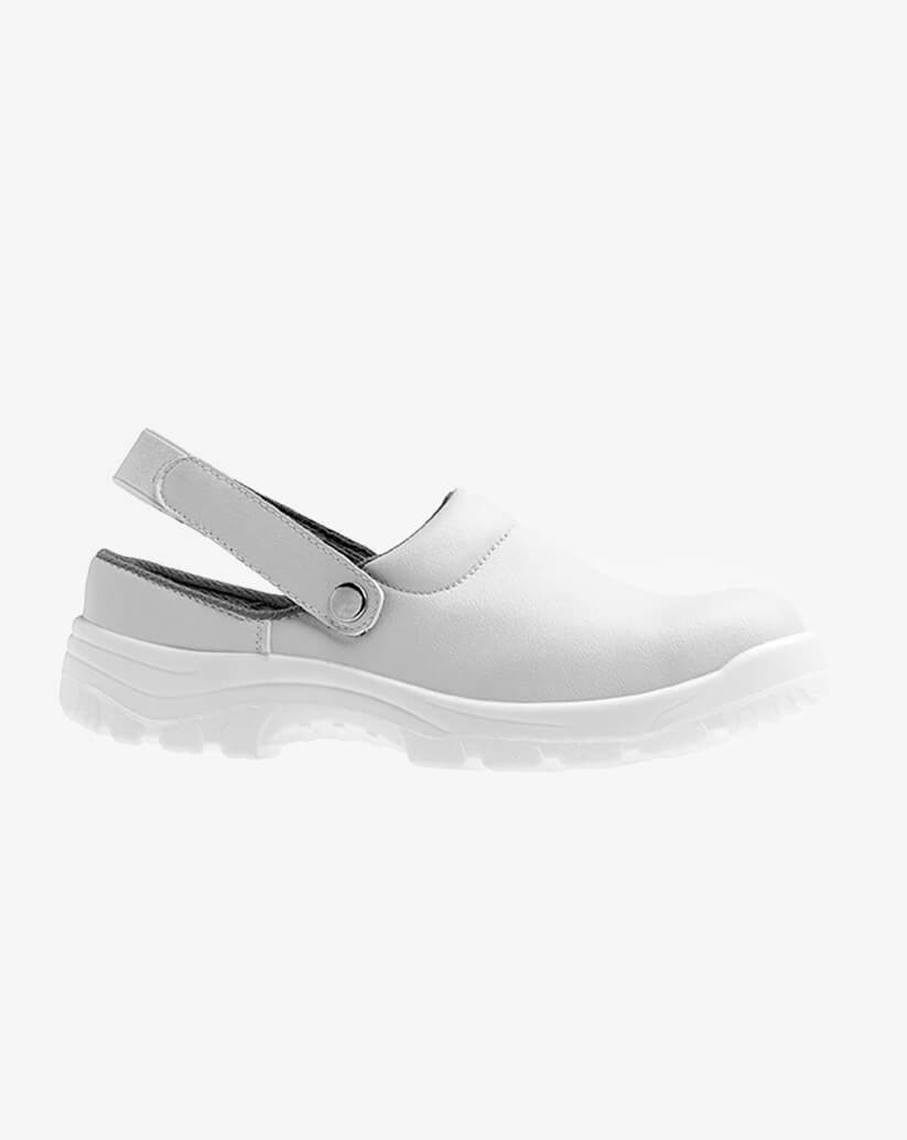 Zoccolo antinfortunistico bianco in Texfibre con cinturino e suola antiscivolo