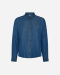 Camicia donna in denim con allacciatura centrale con bottoni