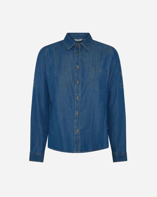 Camicia donna in denim con allacciatura centrale con bottoni