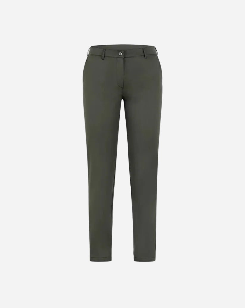 Pantalone donna verde militare modello chino slim in cotone elasticizzato