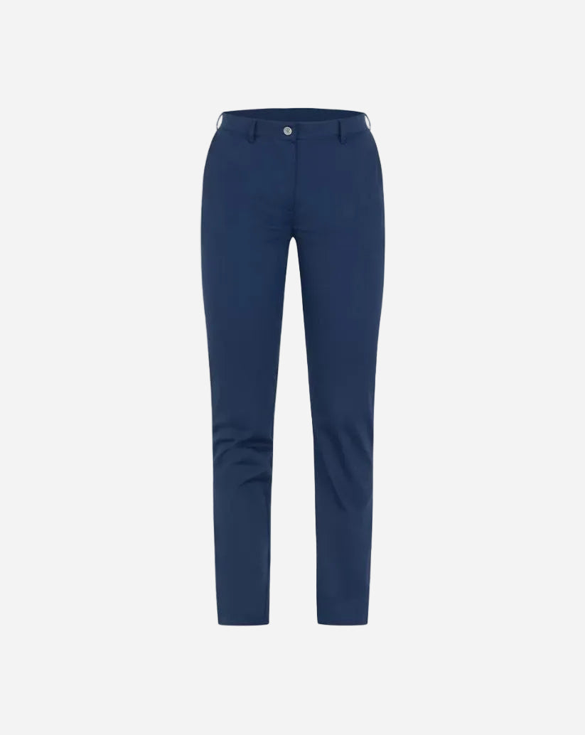 Pantalone donna blu modello chino slim in cotone elasticizzato