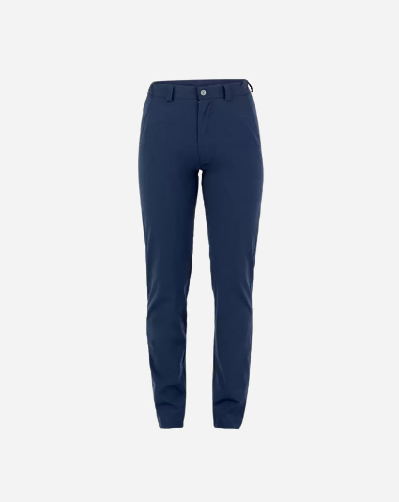 Pantalone unisex blu in poliestere con tasche alla francese, elastico nel retro fascione e linea slim fit.