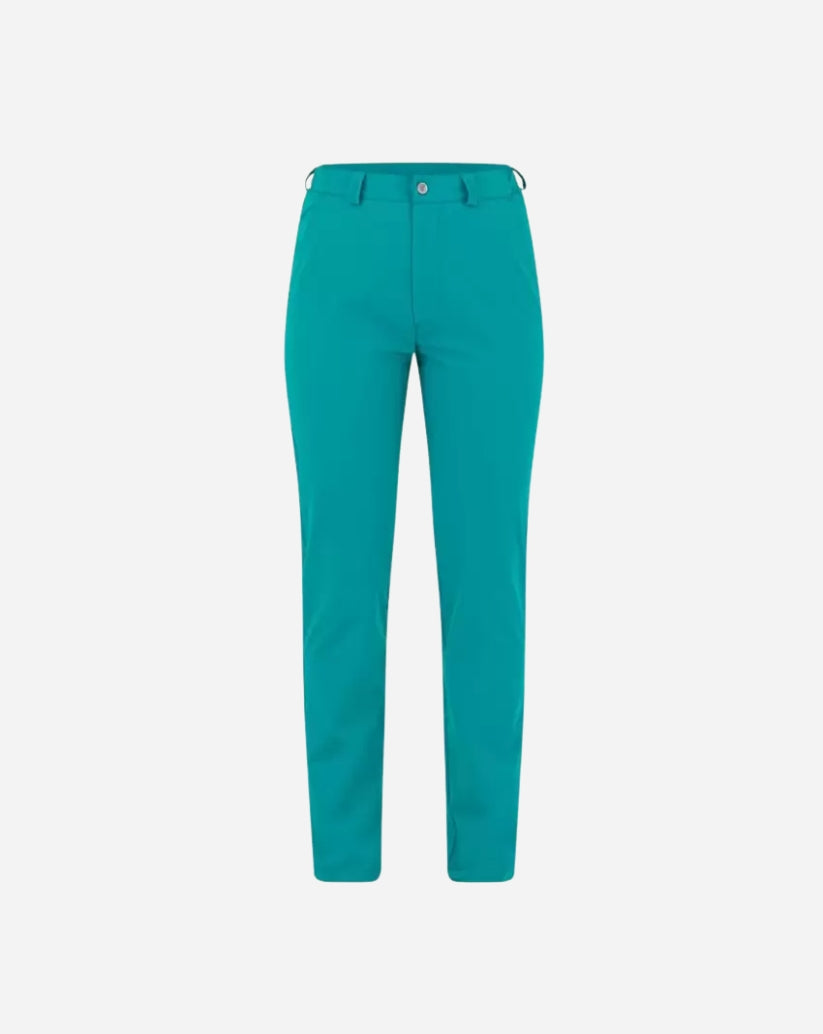 Pantalone unisex petrolio in poliestere con tasche alla francese, elastico nel retro fascione e linea slim fit.