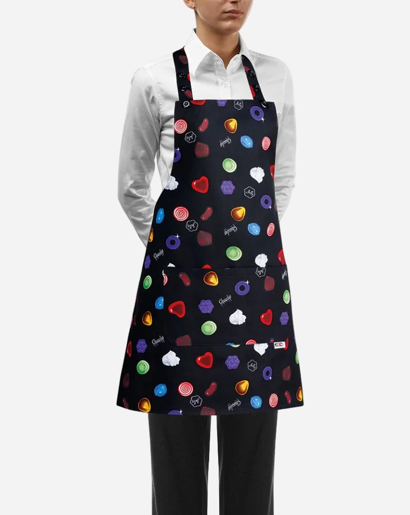 Grembiule donna con pettorina regolabile e due tasche fantasia caraelle