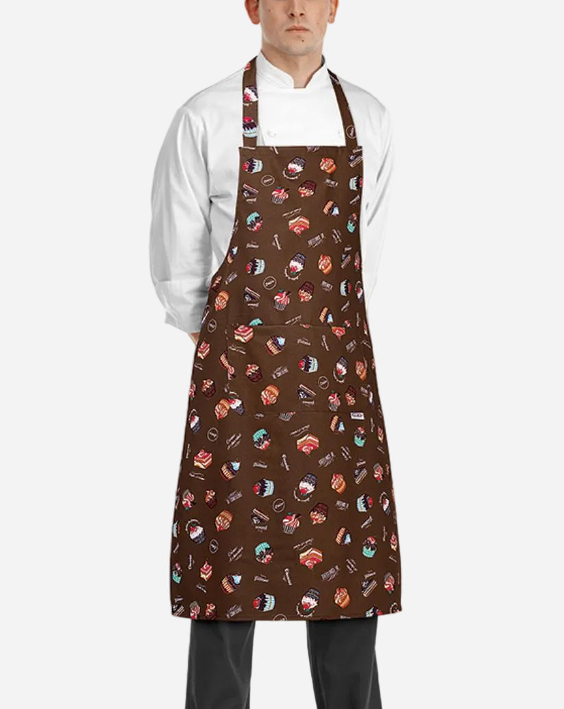 Grembiule unisex con pettorina regolabile e due tasche fantasia dolci